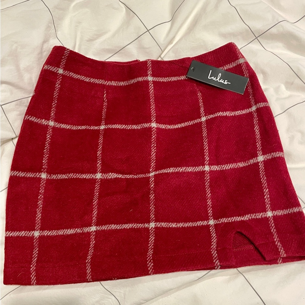 Lulus Red Plaid Mini Skirt - WITH TAGS